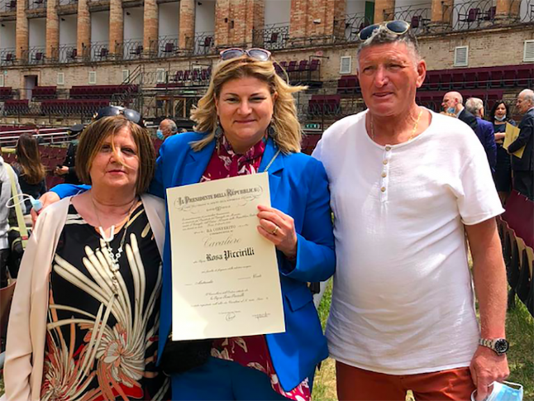 Rosa Piccirilli, con fratello e congnata.