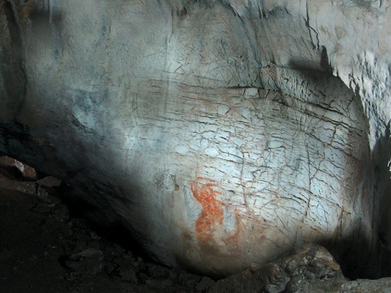 La saletta delle pitture parietali di Grotta Paglicci.